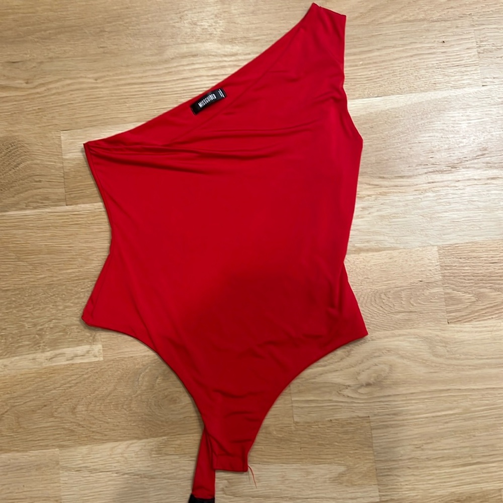 Red one shoulder bodysuit size medium